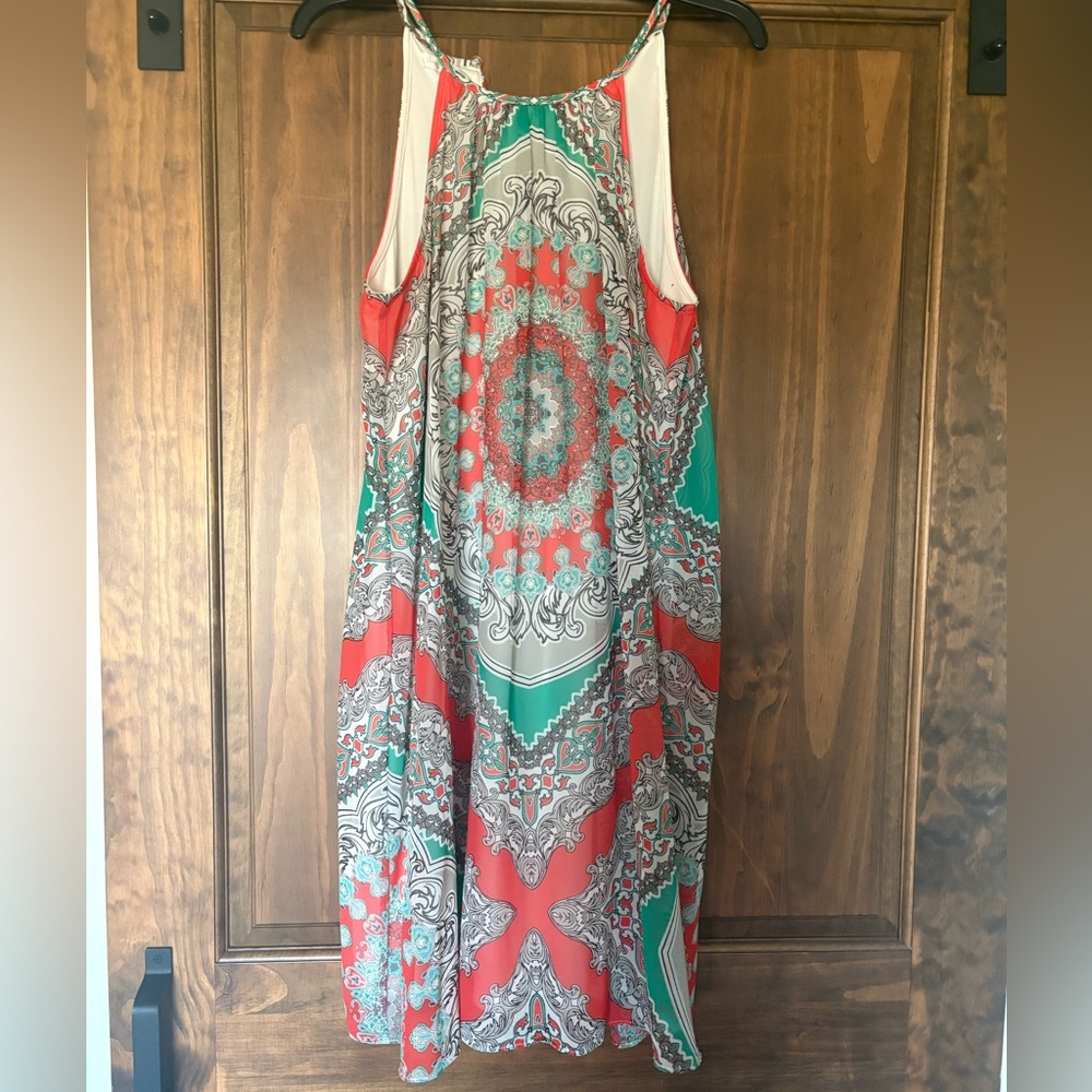 London Times Red and Green Mini Dress